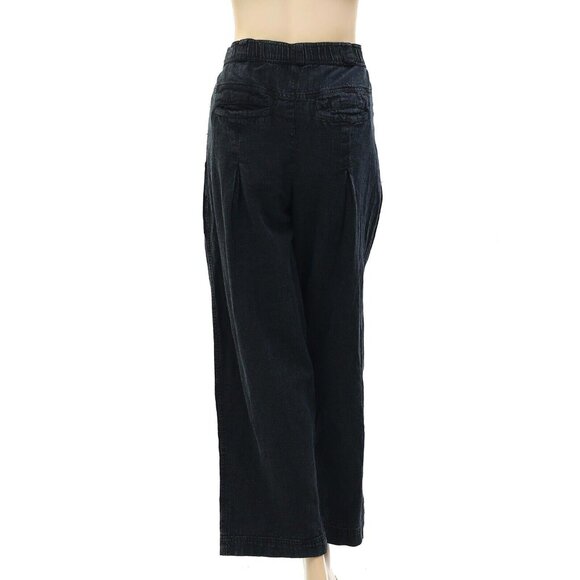 Free People Lotta Love Linen Trousers Pants High-Rise Wide-Leg Black XS-2 265257 - Picture 8 of 10